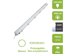 PLAFONIERA STAGNA 150CM IP65 50W CCT 4000K6500