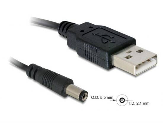 CAVO ALIMENTATORE USB CONNETTORE  5.5 X2.1   1 MT