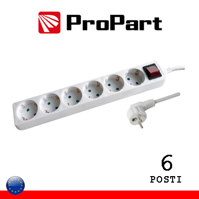 MULTIPRESA SPINA SCHUKO  - 5 PRESE SCHUKO CON INTERRUTTORE
