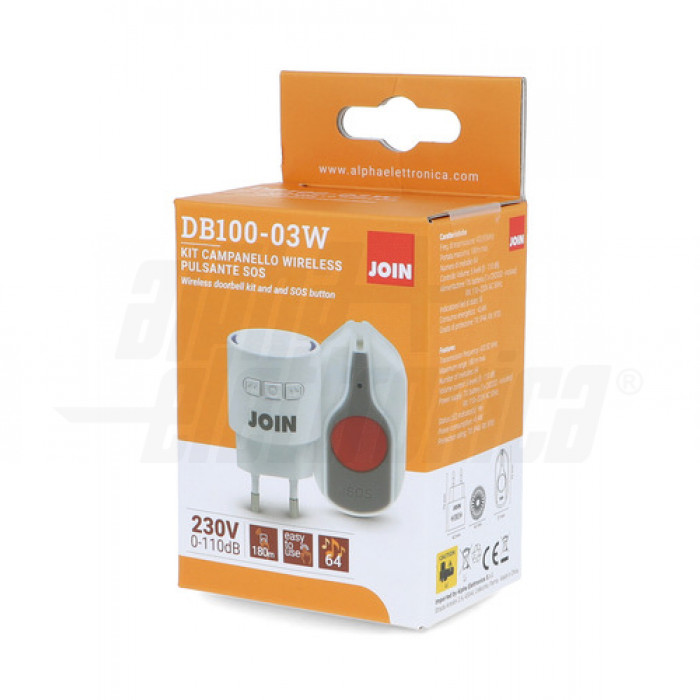 KIT CAMPANELLO WIRELESS BIANCO CON PULSANTE SOS