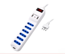 MULTIPRESA 6 POSIZIONI BIPASSO- 2 PRESE USB     SPINA 16A